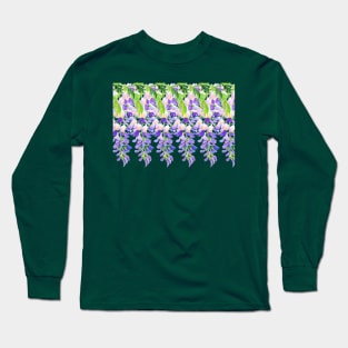 Blooming Purple Wisteria Pattern - Watercolor Botanical  Illustration Long Sleeve T-Shirt